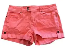 Life In Progress Coral Pink Cuffed Denim Shorts Size 30