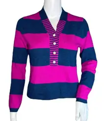 J Crew‎ Sweater Womens Small Collection Purple Blue Stripe Crop Academia Preppy