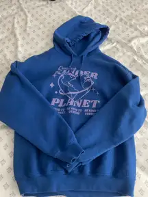Blue Kindness Planet hoodie #kindnessplanet  blue hoodie, graphic sweatshirt, oversized, casual wear, streetwear, cotton blend, logo print, cozy, athleisure, soft fabric