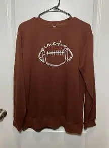 Game Day Sweatshirt Large Crewneck Womens Brown‎ L Football Tailgate