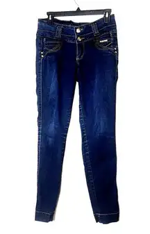 TRUCCO’s Jeans COLOMBIAN FAJA US XS HIGH WAISTED SKINNY dark wash gold buttons