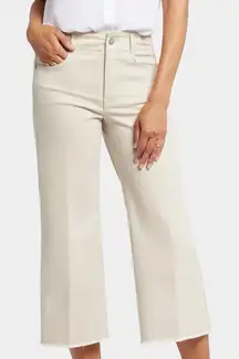 NYDJ Brigitte Wide Leg Crop High Rise Flare Feather Raw Hem Pants