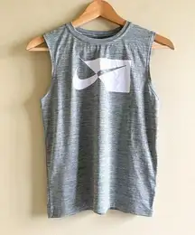 Nike Dri-FIT Standard Fit Womens Logo‎ Graphic Muscle Tee- Gray Size M Tank Top
