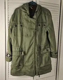 Free‎ People Womens Army Green Embroidered Twill Parka Small