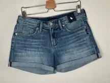 Silver Jeans Womens Curvy Mid Rise Suki Denim Shorts Size 30 Blue