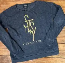 Vintage womens Stussy en noir sweatshirt grey boat neck  sweatshirt size xs