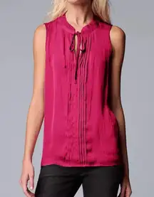 Simply Vera Women's  Vera Wang Tie Front Pintuck Top Size Small pink fusia