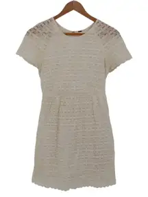 Free People Dress Size‎ 0 Short Sleeve Lace Mini Ivory White Cottagecore