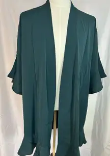 Birdy Grey Robe Emerald Green‎ M/L  Flutter Ruffle Bridesmaid Wedding Cardigan