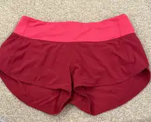 Women's LULU Red and Pink Speed Up Shorts 2.5 Inch Inseam