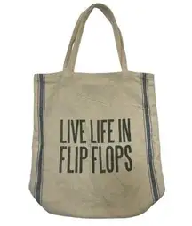 Burlap Beach Bag Live Life In Flip Flops woven tote