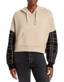 Workshop Republic Clothing Beige and Black Hoodie