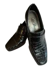 Life Stride Suspend Too Black Shiny/Patent Heel Size 7.5 Faux Snake Pattern.