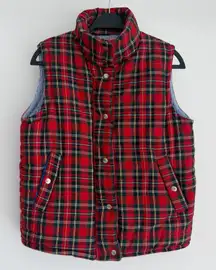 Gretchen Scott Tartan Plaid Vest Womens Small Red Puffer Duke Of York Jacket