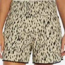 Three Dots  Women's Pull On Shorts Beige Cheetah Print Size M