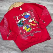 Vintage ugly Christmas sweater sweatshirt angel bears‎ heavenly holidays