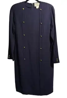 Vintage Jaeger Navy Wool‎ Double Breasted Dress Gold Buttons Nautical Preppy 8