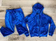 Sanctuary  Hooded  Velour Jacket and Joggers in Royal Blue