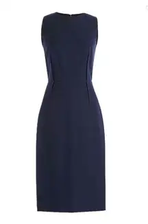 J.Crew Sleeveless Sheath Dress Blue Bi Stretch Cotton Business Casual Knee 4