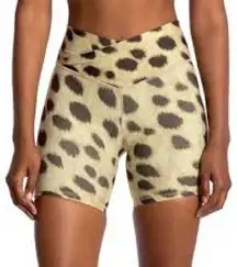 Weworewhat NWT Tan Leopard Splice Legging Biker Activewear Shorts Size Small