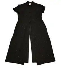 R&M Richards Vintage Black Beaded Long Kimono Jacket Plus Size 16