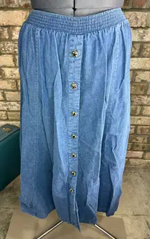 midi skirt denim 1980s button front