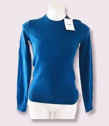 Theory Soft Cashmere Sweater Crew Neck Blue Brunnea Size P NWT $295.00