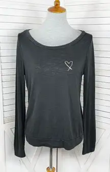 Victoria’s Secret Slub Knit Long Sleeve Sleep Lounge T Shirt Black Small