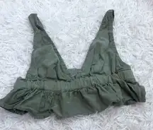 Aerie Ruffle Peplum Bralette Crop Top‎ Olive Green Size Small