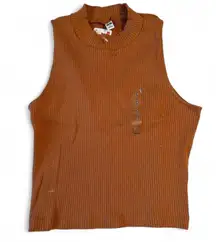 Uniqlo Ribbed Sleeveless Mockneck Crop Top