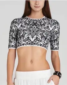 BCBG Maxazria Floral Sweater Crop Top