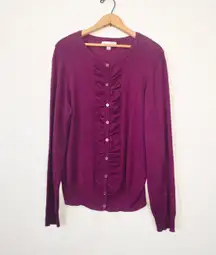 Purple Ruffle Button Cardigan Size XL