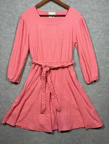 Monday Tuesday Anthropologie Dress XS Pink‎ Belted 3/4 Sleeve