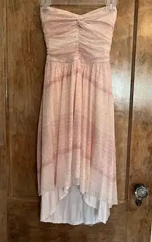 Free People  strapless gray and pink high low lined dress. Size SP