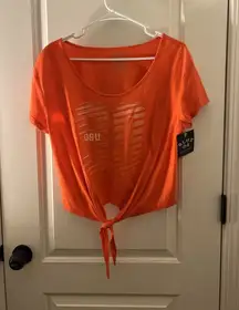 Oregon State University OSU 99 Cropped T-Shirt Bottom Tie Front Orange Women's M