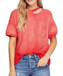 Free People WE THE FREE distressed oversized rubi cosmic red tee in  S