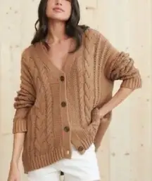 Jenni Kayne Cable Knit Oversized Cardigan In Brown
