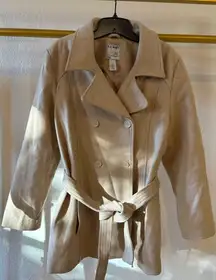Tan brown wool pea coat, XL