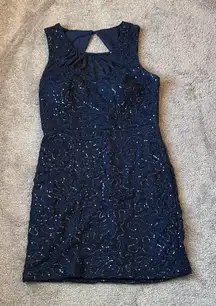 City Triangles Navy Blue Lace Sequin Dress SIZE 13