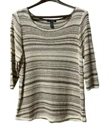 LRL Ralph Lauren Women Pullover Sweater Cream Long Sleeve Boat Neck Size 3x City