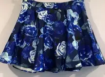 NWOT, City Vibe, Skater/Circle Skirt, Royal Blue/Silver Floral, Sz 11/31…