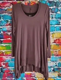 Lysse Long Sleeve Drape Gray Top High-Low Inner Control Tank Style #1140 Size Sm