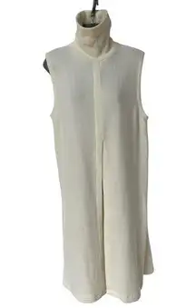 ZARA  Sleeveless Turtleneck Sweater Off White Dress Front Slit Women's Size Large