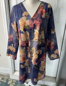 Anthropologie NEW faux suede floral long‎ line jacket size XL