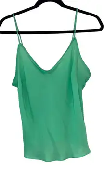 Green Spaghetti Strap V Neck Tank Top