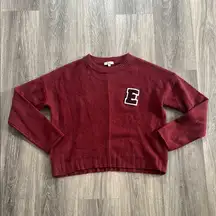 Rails Red Crew Neck Sweater Classic Knit Cashmere Wool Varsity Oversized
