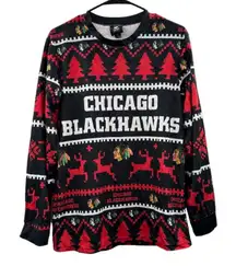 NFL Team Apparel Chicago Blackhawks Long‎ Sleeve Ugly Christmas Sweater Size S