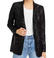 AQUA  Sequins Black Blazer All Over Sequins Fancy Size XS Shoulder Pads Sequence