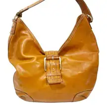 Michael Kors ‘Hutton’ Brown Distressed Leather Buckle shoulder Hobo Bag