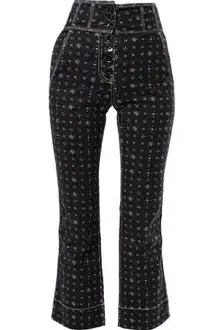 ULLA JOHNSON High waist cropped wide leg Ellis Jeans In Blue Floral Sz 4